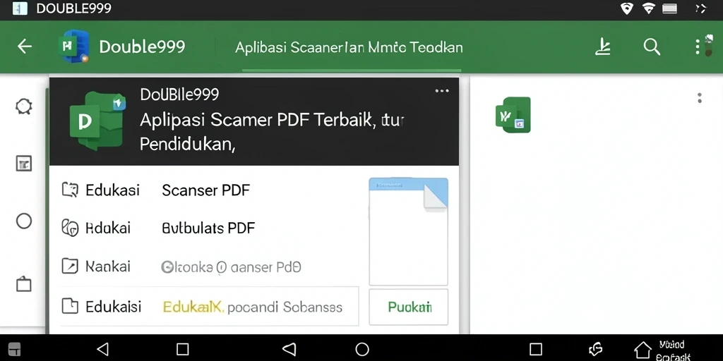 Antarmuka aplikasi DOUBLE999 yang intuitif dan fitur Scanner PDF.