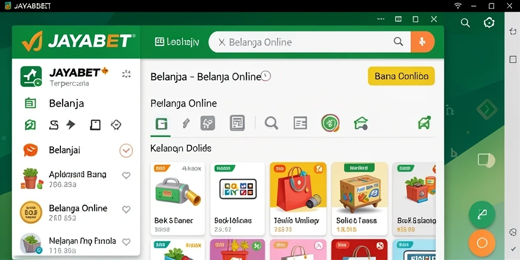 Tampilan antarmuka aplikasi JAYABET untuk berbelanja online dengan mudah.