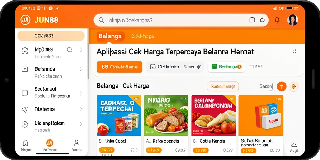 Tampilan antarmuka aplikasi Cek Harga JUN88 yang sederhana dan modern.