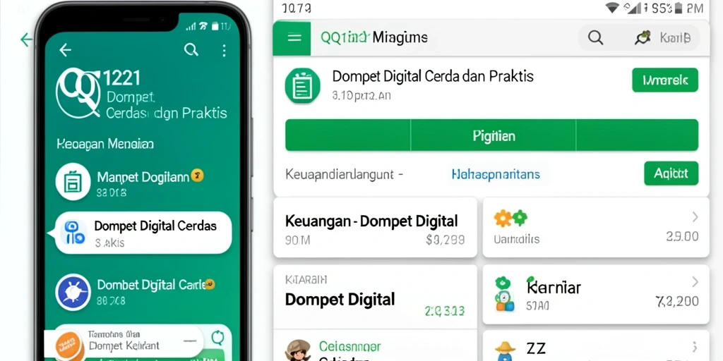 Tampilan interaktif antarmuka aplikasi Dompet Digital QQ1221