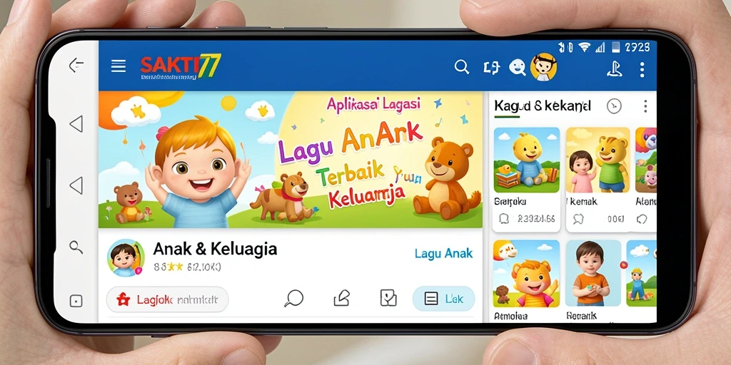 Tampilan antarmuka aplikasi SAKTI77 yang ceria dan menarik untuk anak-anak.