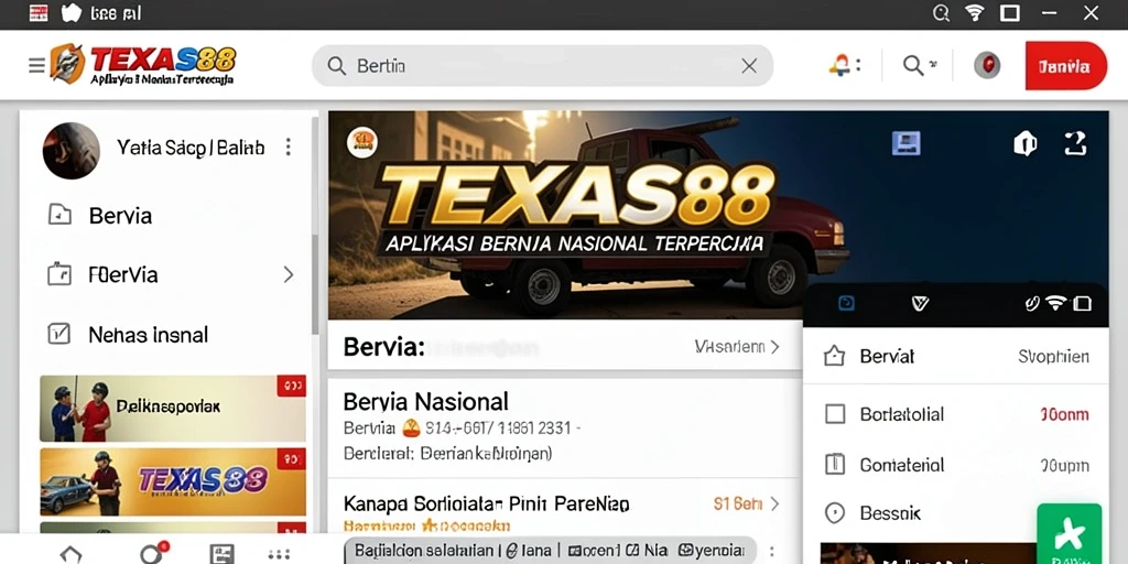 Tampilan antarmuka TEXAS88 dengan berbagai berita terkini.